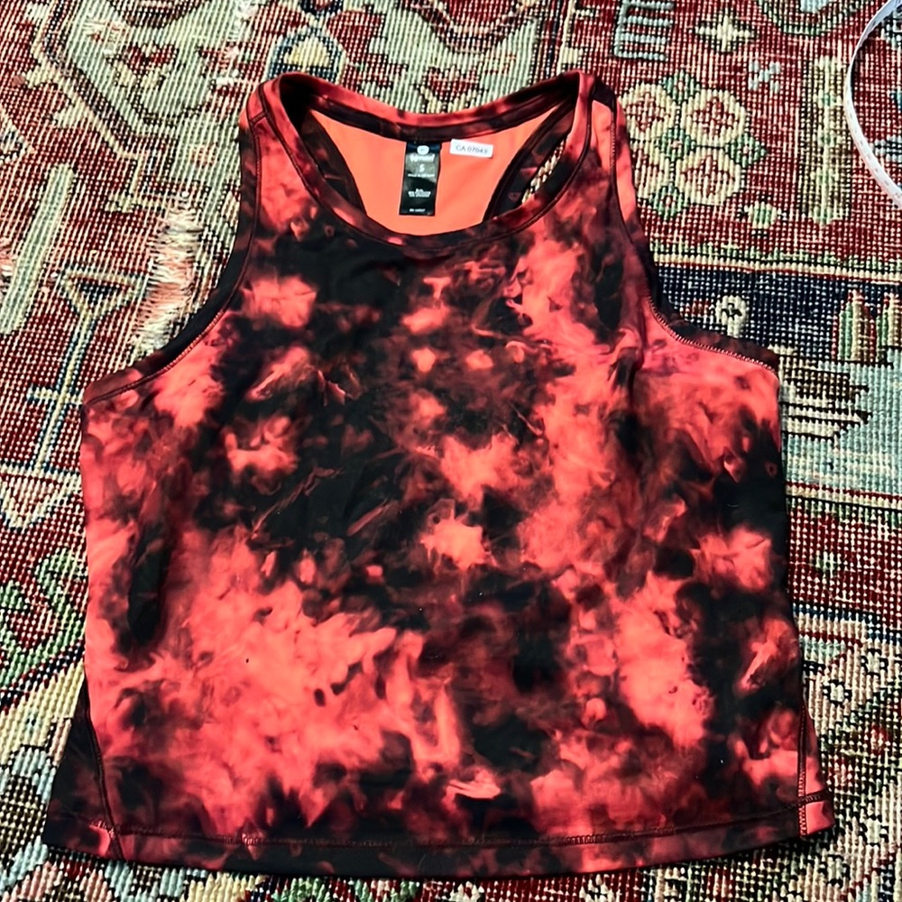 3/$30 90 degree red tie-dye tank top